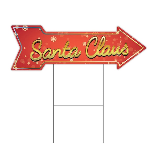 Santa Claus Arrow Yard Sign Funny Home Decor 30in Wide